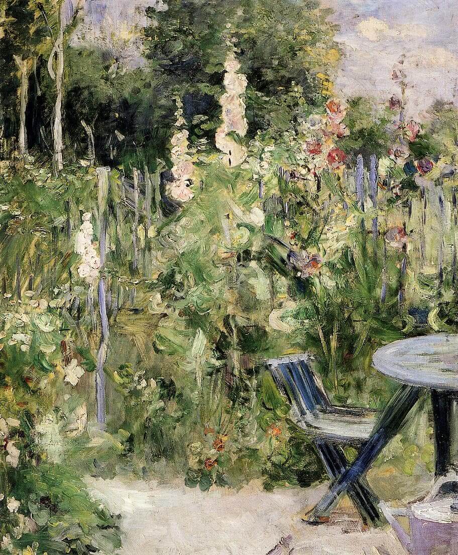 Roses Trémières，由 Berthe Morisot 所繪